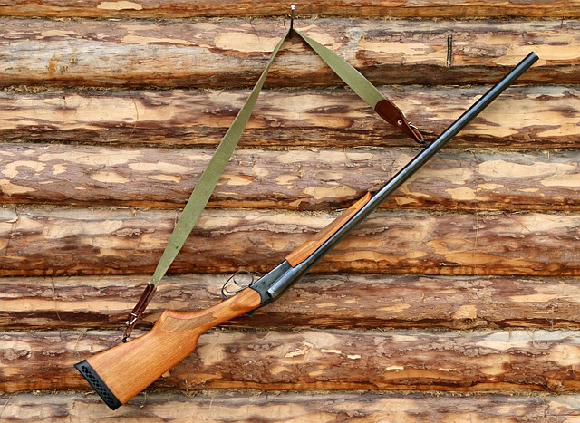 Deer hunter aiming a scoped slug shotgun from a tree stand with vital zone diagram.